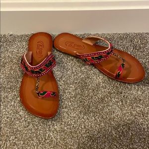 Colorfully decorated sandals